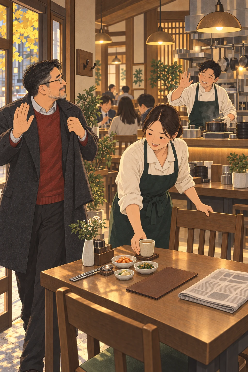 떠나는 손님을 배웅할 때